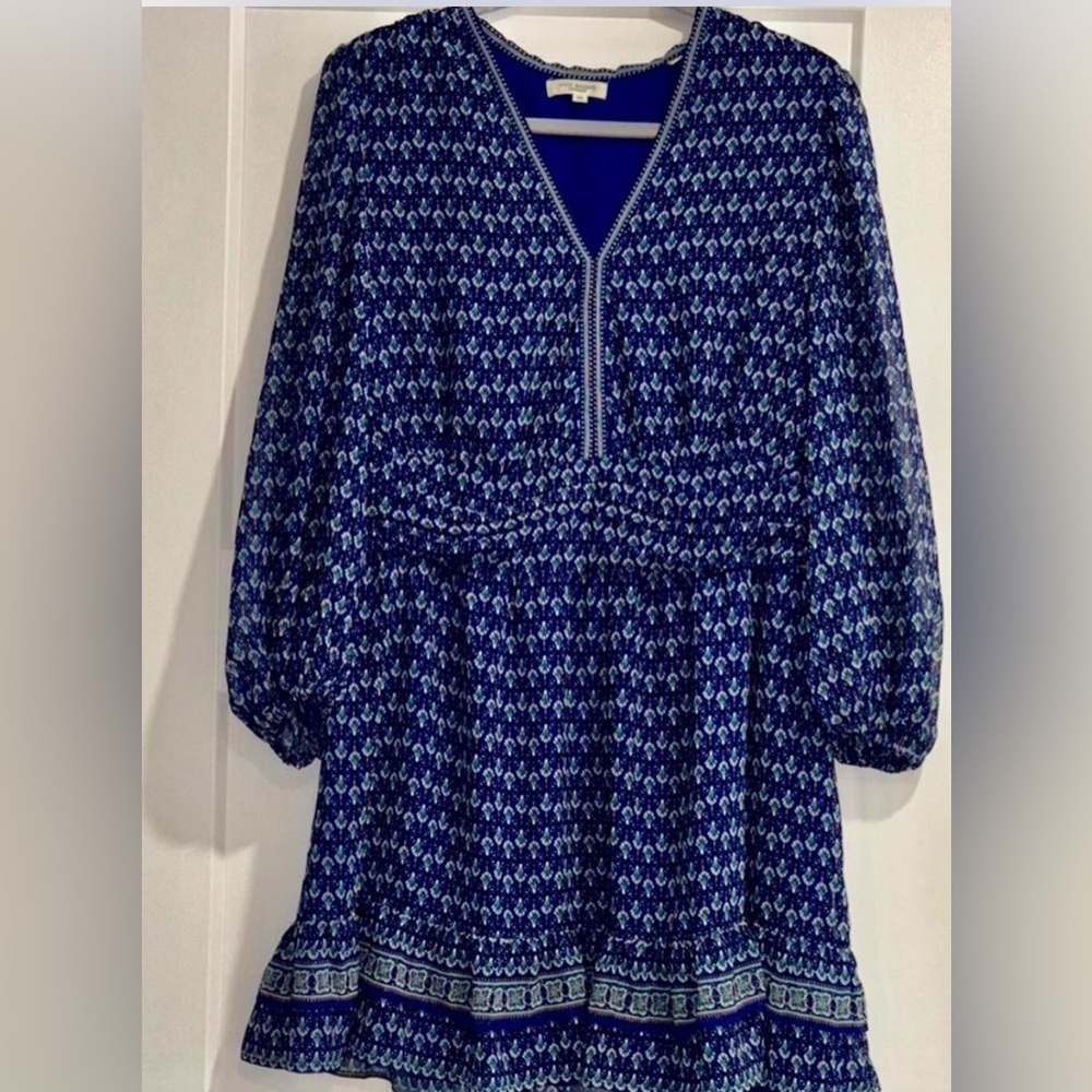 Max Studio Royal Blue Dress with Patterned Trim